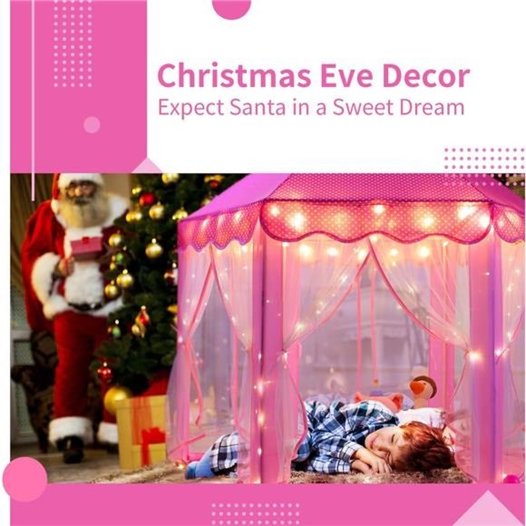 Princess Castle Tent for Girls Fairy Play Tents for Kids Hexagon Playhouse - Picture 2 of 6